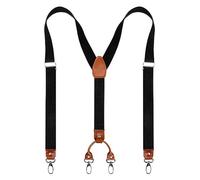 Ieron Y Shaped Mens Braces, Trousers Braces with Alloy Buckles, Adjustable Mens Braces Fits Most People for Father's Day (Black)