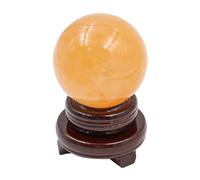 Ieron Yellow Crystal Ball 40mm with Stand Base, for Meditation & Crystal Healing, Divination Crystal Ball, Home Decoration