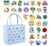 IESCOO 30pcs Charms for Bogg Bag, Must Have Beach Bag Accessories Charms for Bogg Bag/Simply Southern Bag, Inserts for Rubber Tote Bag Decorative Charms for Women Girls, S, Polyvinyl Chloride, No