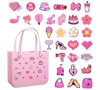 IESCOO 30pcs Charms for Bogg Bag, Must Have Beach Bag Accessories Charms for Bogg Bag/Simply Southern Bag, Inserts for Rubber Tote Bag Decorative Charms for Women Girls, S, Polyvinyl Chloride, No