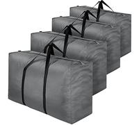 iespell 4 Pack 110L Large Clothes Storage Bag, 600D Oxford Fabric Strong Storage Moving Bags with Zips, Under Bed Storage Box with Lid for Duvet, Blankets, Laundry (grey)