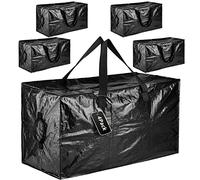 iespell 4 Pack 110L Moving Boxes Large Strong with Lid, Heavy Duty Waterproof Storage Box for Moving House, Laundry Bags with Zips, Storage Bags for Clothes, Duvet, Black (Black), (07)