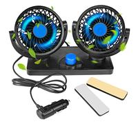 IETELEAF 12V Dual Head Car Cooling Fan, Powerful Quiet 2 Speed 360 Degree Rotatable, Automobile Vehicle Fan for Car Truck Van SUV RV Boat