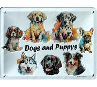 IETS19303RC 3D Embossed Metal Plaque 20 x 15 cm Dogs and Puppys Dogs Puppies Cute Pets Pets Wall Decoration Gift Idea for Fan Collector