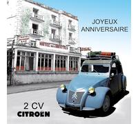 IETSCPMD15002 Happy Birthday Card Citroen 2CV Blue Hotel - Official Licence Auto Passion & Collections Retro Vintage - With White Envelope Size 15 x 15 cm - Made in France