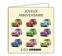 IETSCPMD15184 Happy Birthday Card Citroen 2CV POPART - Officially Licensed Citroen Auto Passion & Collections Retro Vintage Car - With White Envelope Size 15 x 15 cm - Made in France