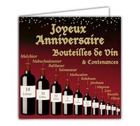 IETSCPMD17141 Happy Birthday Card - Red Wine Bottles - Magnum - with White Envelope - 15 x 15 cm - White Interior - Made in France - I&S Design