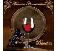 IETSCPMD17142 Happy Birthday Card Red Wine Glass Barrel Grape Tasting Bacchus Tasting with White Envelope Size 15 x 15 cm White Interior Made in France I&S Design