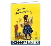 IETSCPXL-10330 Maxi Large Birthday Card XL 22 x 31 cm Chocolate Menier Officially Licensed Little Girl Who Writes Retro Vintage Collection - White Interior 44 x 31 cm - With Envelope