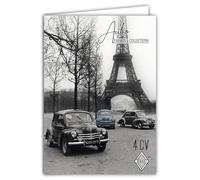 IETSCPXL-15008N Maxi Large Card XL 22 x 31 cm Renault 4CV Official Licence Eiffel Tower Car Collection Car - White Interior 44 x 31 cm - With Envelope - Leaving Birthday Retirement