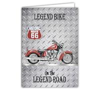 IETSCPXL-6606N MAXI Large Card XL 22 x 31 cm Moto ROUTE 66 Officially Licensed Legend Bike on the Legend Road - White Interior 44 x 31 cm - With Envelope - Retirement Birthday