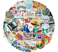 IETWATE 100PCS Suitcase Stickers, America Travel Stickers for Scrapbooking, USA Landmarks City Logo Laptop Sticker, Waterproof New York Scrapbook Sticker for Luggage, Gift Pack Decoration