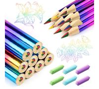 IETWATE 18PCS Rainbow Pencils, 4 in 1 Coloured Pencils for Kids, Wooden Colouring Pencil for Children with 6 Rainbow Stripe Eraser, Multicoloured Pencil for School for Art Supplies