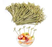 IETWATE 300PCS Cocktail Sticks, 12cm Bamboo Skewers, Natural Bamboo Sticks with Looped Knot, Burger Sticks for Appetizers Drinks Barbecue Snacks Sandwiches Fruit Party Supplies