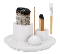 IETWATE 4 in 1 Incense Holder Ceramic Burner Incense Stick Holders Palo Santo Burner Insence-Stick Holder White Ceramic Insence-Stick Holder Joss Stick White Yoga Meditation Room Home Decor