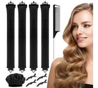 IETWATE 4PCS Heatless Curlers Headband, Women Heatless Curls Short Hair, DIY Hair Styling Tool Heatless Blowout Rods with Head Hat, Hair Curlers No Heat with Hook for All Hairs Types, Black