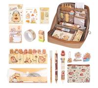 IETWATE Capybara Pencil Case Set, Cute Capybara Pens, Rich Capybara Pencil Case, Capybara Things with Pens, Clips Rulers and More for Students, Children, Office, School