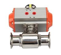 IEUMJNAT 19mm Sanitary Ball Valve Two Piece Tri Clamp Ferrule Type 304 Double Acting Cylinder 1Pcs