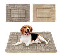 IEUUMLER Dog Bed, Dog Crate Pad, Dual Purpose Reversible Washable Cushion, Soft Plush Puppy Mat, Memory Foam Mattress for Small Medium Large Dogs and Cats FC020 (60x45cm,Khaki)