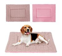 IEUUMLER Dog Bed, Dog Crate Pad, Dual Purpose Reversible Washable Cushion, Soft Plush Puppy Mat, Memory Foam Mattress for Small Medium Large Dogs and Cats FC020 (75x50cm,Pink)