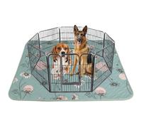 IEUUMLER Washable Pee Pads for Dogs, 1 Pack Non-Slip & Waterproof Pack Whelping Pad, Reusable Washable Puppy Potty Training Pad with Fast Absorbent for Playpen FC013 (Green Daisy, 180*180 cm-1 pcs)