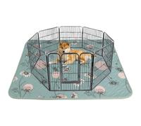 IEUUMLER Washable Pee Pads for Dogs, 1 Pack Non-Slip & Waterproof Pack Whelping Pad, Reusable Washable Puppy Potty Training Pad with Fast Absorbent for Playpen FC013 (Green Daisy, 122*122 cm-1 pcs)