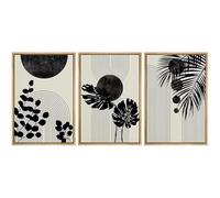 IEUUUB 3 Piece Canvas Print Poster Wall Art Painting Geometrid Plant Collage Abstract Shapes Illustrations Boho Living Room Home Decor 20x30cm(8x12in) x3 with frame