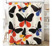 IEUUUB 3D Digital Printing Butterfly Shower Curtain Modern Design with Black, Red Blue Colors Bath Curtain for Bathroom Decorations 120x190cm/47x75in(WxH)