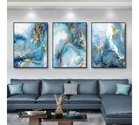 IEUUUB 3pcs Blooming Life Botanical Print Wall Art Canvas Paintings Vintage Blue Paint Flowers Living Room Posters Wall Art Decoration 20x30cm(8x12in) x3 with frame
