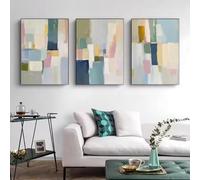 IEUUUB Abstract Minimalist Contemporary Design Joyful Pastel Pattern Poster Canvas Painting Wall Art Pictures Boho Home Decor 30x50cm(12x20in) x3 with frame