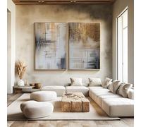 IEUUUB Abstract Painting on Canvas Large Wall Decor Set Of 2 Modern Abstract Painting Large Textured Wall Art Living Room Decor 60x90cm(24x35in) x2 with frame