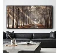 IEUUUB Extra Large Nature Sunshine Canvas Painting Trees Poster Landscape Forest Wall Art Pictures Scandinavian Print Home Decor 60x120cm With frame