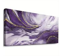 IEUUUB Modern Abstract Purple Wall Art Elegant Home Decor Marble Texture Posters & Prints Canvas Artwork for Living Room 60x120cm(24x48in) with frame