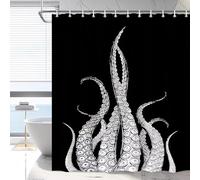 IEUUUB Octopus Tentacles Shower Curtain Kraken Ocean Animal Nautical Marine Life Black Backdrop Creative Art Bathroom Decor Curtains(80x150cm/31x59in(WxH)