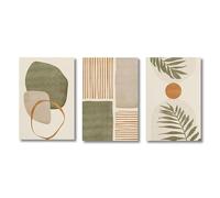 IEUUUB Simple Style Canvas Print Posters Wall Art Painting Set of 3 Tropical Leaves Abstract Shapes Illustrations Modern Art Boho Decor 50x70cm(20x28in) x3 with frame