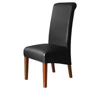 iEventStar High Back Chair Cover PU Faux Leather Waterproof Stretch Dining Chair Protect Slipcover (Black High Back, 4)