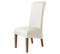 iEventStar High Back Chair Cover PU Faux Leather Waterproof Stretch Dining Chair Protect Slipcover (Cream High Back, 2)