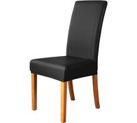 iEventStar PU Faux Leather Waterproof Stretch Dining Chair Cover Chair Protect Slipcover (Black, 2)