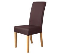iEventStar PU Faux Leather Waterproof Stretch Dining Chair Cover Chair Protect Slipcover (Brown, 2)