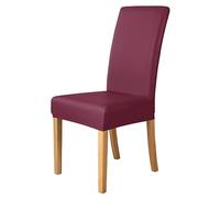 iEventStar PU Faux Leather Waterproof Stretch Dining Chair Cover Chair Protect Slipcover (Burgundy, 2)