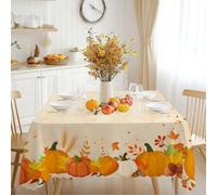 iEvery Autumn Pumpkins Wipe Clean Table Cloth, Thanksgiving Tablecloth Autumn Home Decor, Rectangular Waterproof Table Cover for Fall Harvest Party Holiday Outdoor Picnic 140x180cm
