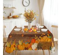 iEvery Autumn Table Cloth, Wipe Clean Thanksgiving Tablecloth Autumn Pumpkin Home Decor, Rectangular Vintage Table Cover for Fall Harvest Party Holiday Outdoor Picnic 110x140cm
