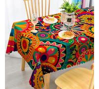 iEvery Boho Mandala Tablecloth Wipe Clean 100x140cm, Wipeable Rectangular Table Cloth Waterproof Stain-Resistant Polyester Table Cover for 2-3 Seater Dining Kitchen Patio Garden Party Outdoor Decor