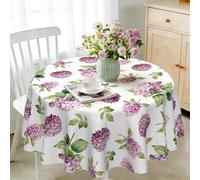 iEvery Floral Round Tablecloth Wipe Clean 140cm, Wipeable Circular Table Cloth Waterproof Stain-Resistant Polyester Table Cover for 4-6 Seater Dining Kitchen Patio Garden Party Outdoor Home Decor