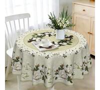 iEvery Floral Round Tablecloth Wipe Clean 150cm, Wipeable Circular Table Cloth Waterproof Stain-Resistant Polyester Table Cover for 4-6 Seater Dining Kitchen Patio Garden Party Outdoor Home Decor