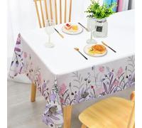 iEvery Floral Tablecloth Wipe Clean 140x200cm, Wipeable Rectangular Table Cloth Waterproof Stain-Resistant Polyester Table Cover for 4-6 Seater Dining Kitchen Patio Garden Party Outdoor Home Decor