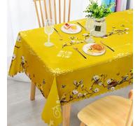 iEvery Golden Tablecloth Wipe Clean 100x140cm, Wipeable Rectangular Table Cloth Waterproof Stain-Resistant Polyester Table Cover for 2-3 Seater Dining Kitchen Patio Garden Party Outdoor Home Decor