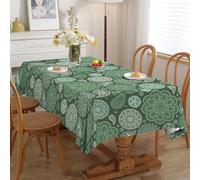 iEvery Green Paisley Tablecloth Rectangular Wipe Clean Table Cloth Polyester Waterproof Circular Table Cover Wipeable for Home Dinning Kitchen Garden Picnic Patio Party Outdoor, 140x180cm