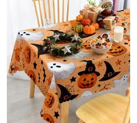 iEvery Halloween Table Cloth Wipe Clean, Wipeable Autumnal Mapleleaf Tablecloth Rectangular, Fall Harvest Decorations Outdoor Table Cover Polyester Waterproof for Kitchen Party 140x180cm