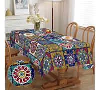 iEvery Rectangular Tablecloth Morocco Tablecloths Polyester Wipe Clean Table Cloth Water Resistance Table Cover for Home Dining Kitchen Party 140x180cm(55x70in)